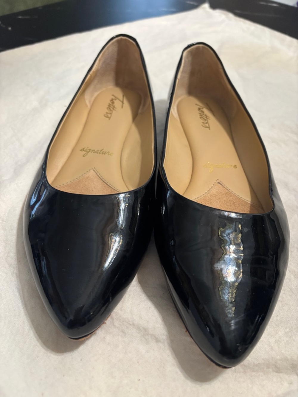 Trotters Black Patent Pointed-Toe Flats